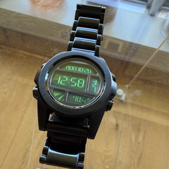 Nixon The Unit Stainless Steel Black and Green Digital Watch - Picture 2 of 4